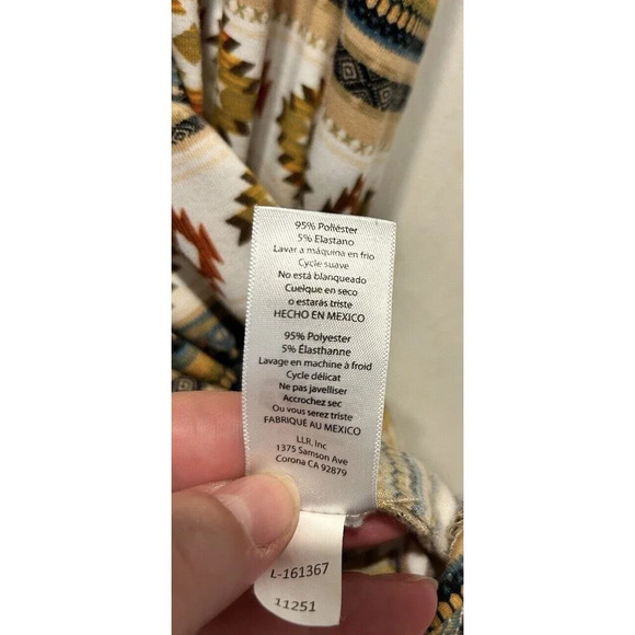 LulaRoe Womens Top sz 2XL Orange Yellow Aztec Short Sleeve Crew Neck Stretch - Picture 5 of 6